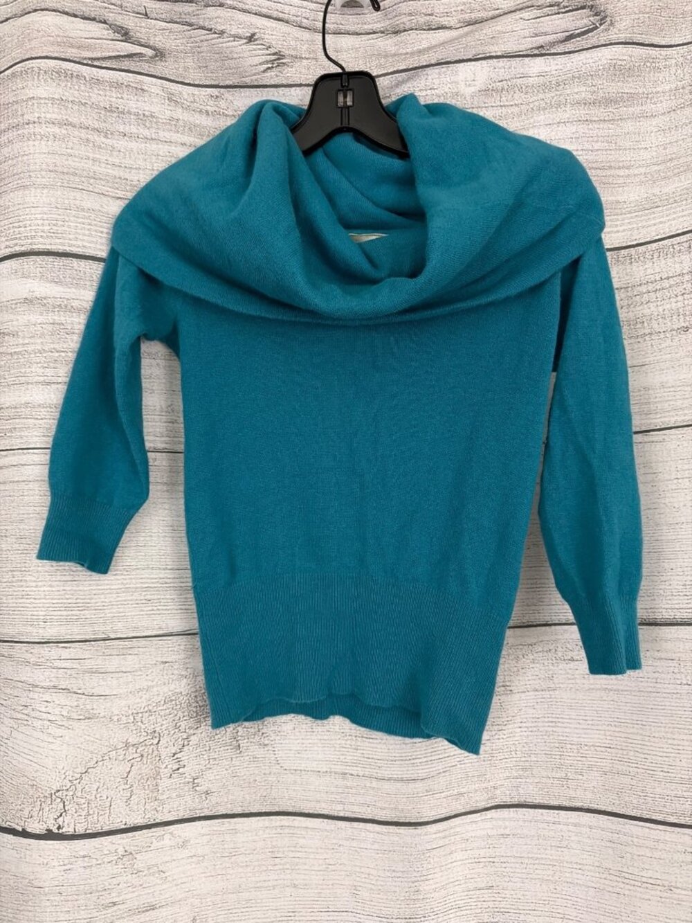 Guinevere Anthropologie Teal Wool & Angora Cowl Neck Sweater Size XS